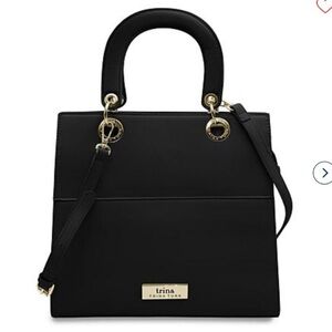 NWT-Trina Turk Black Mini Crossbody with Gold Rings